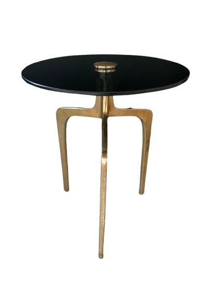 Olivia Side Table - Black Glass & Gold