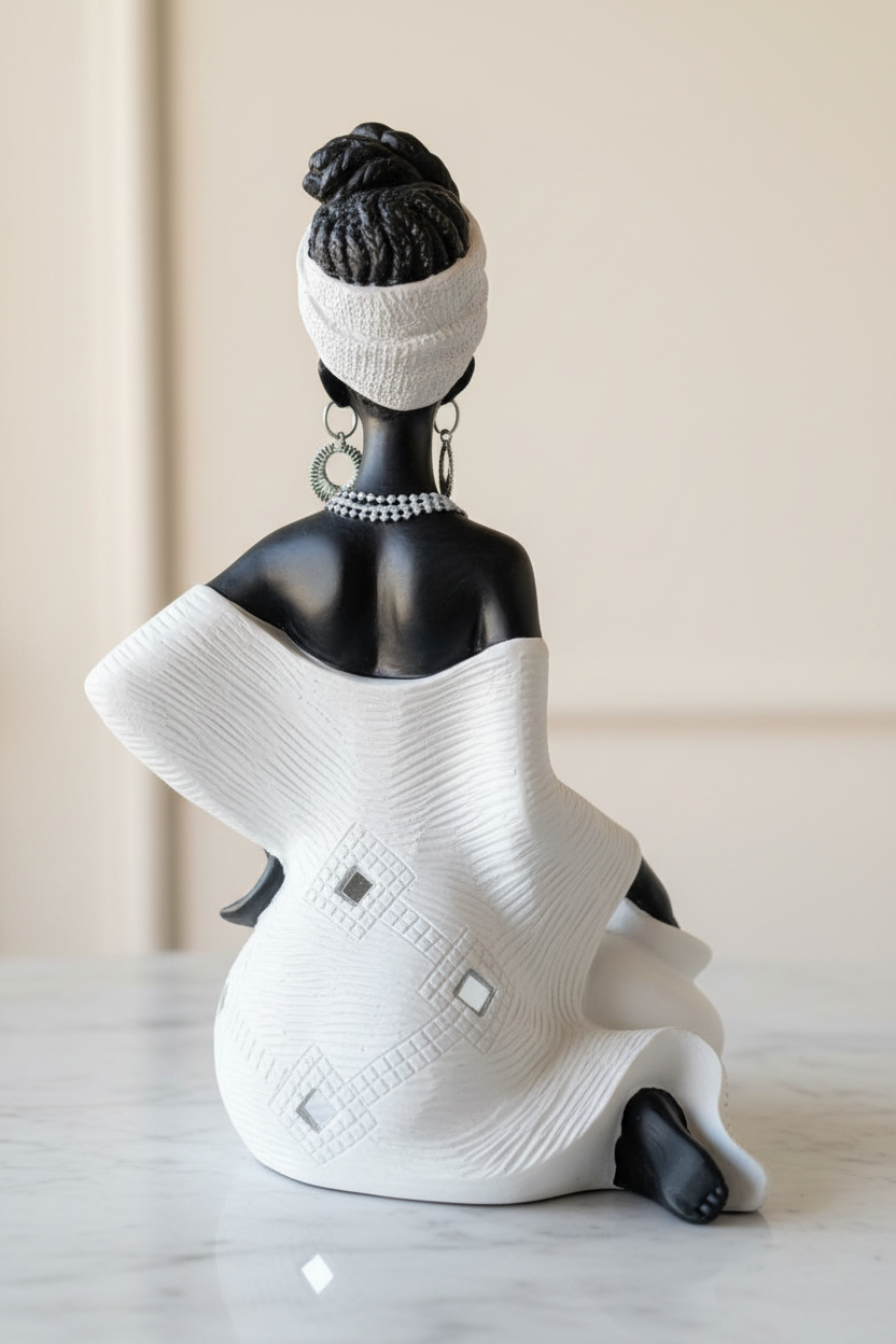 African Lady Figurine Back Angle View