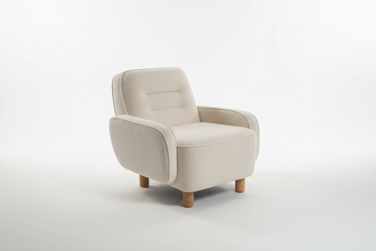 Angled Studio Shot - Cream Textured Single Seater