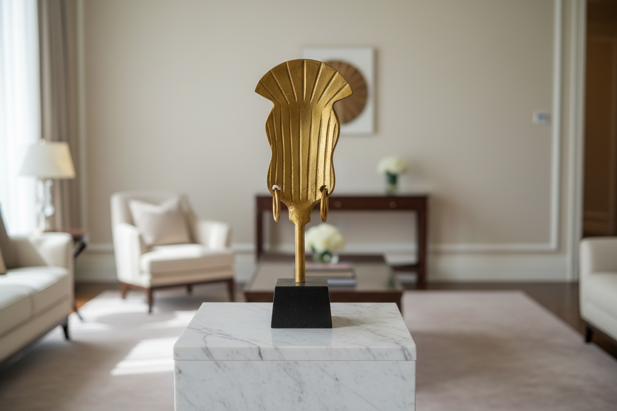 Back angle lifestyle image of sculptural head