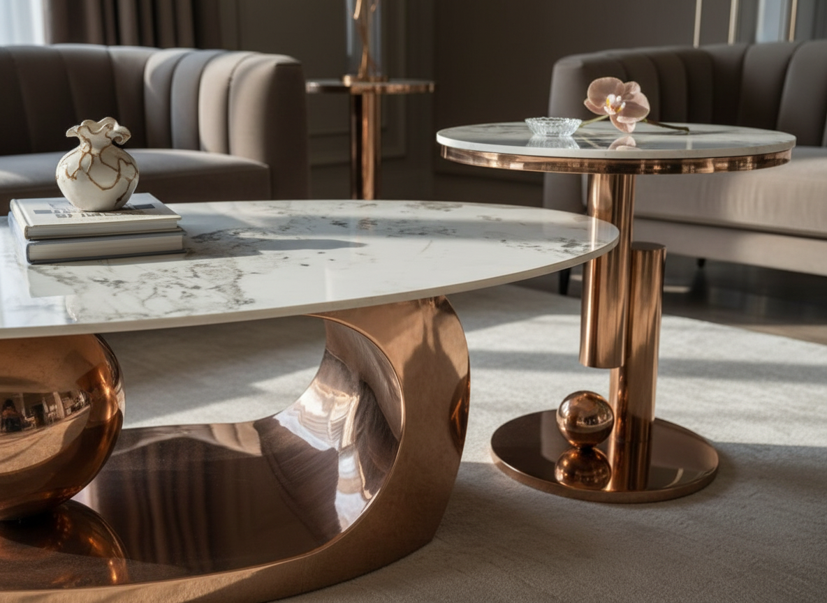 Coffee and side table detail view