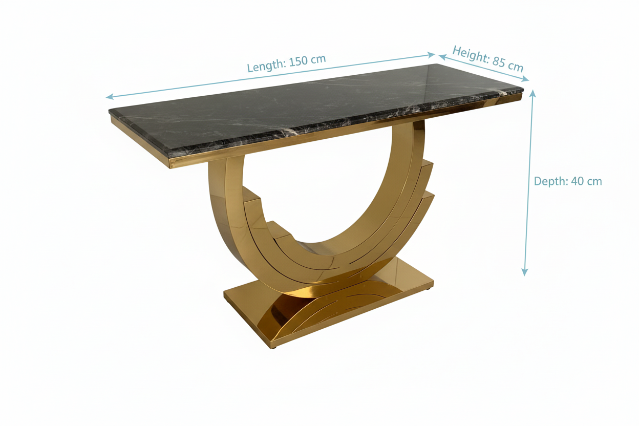 Console with dimension measurements