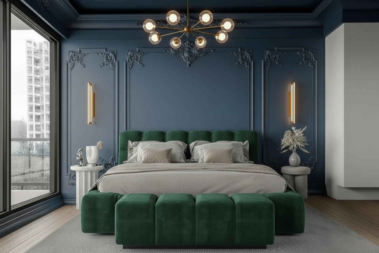 Gloria Bed Set in Emerald Green - Lifestyle Scene