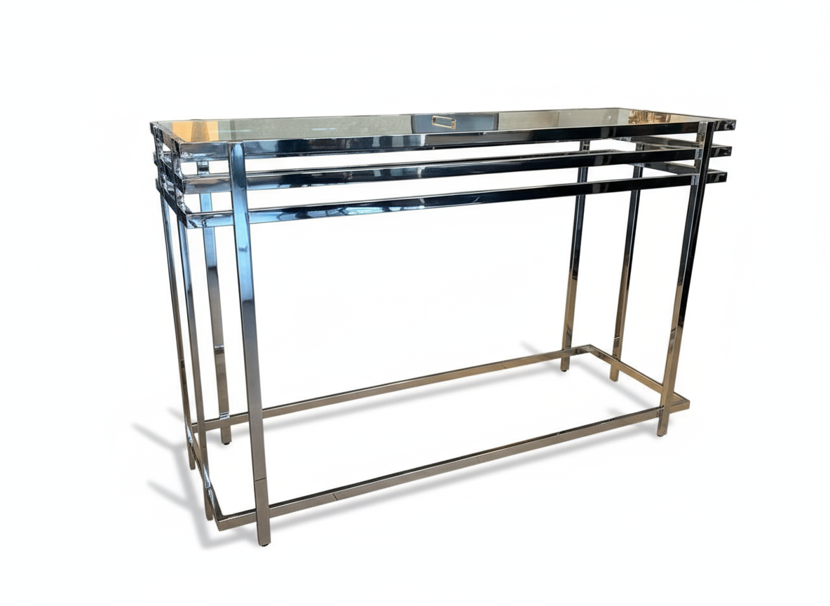 Charlotte Glass Console - Modern Metallic Finish