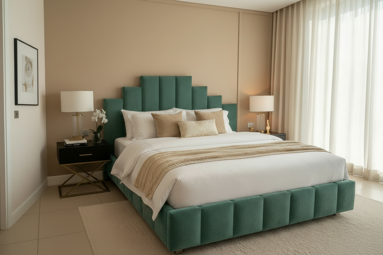 Jasmin Bed in Turquoise Velvet - Lifestyle Scene