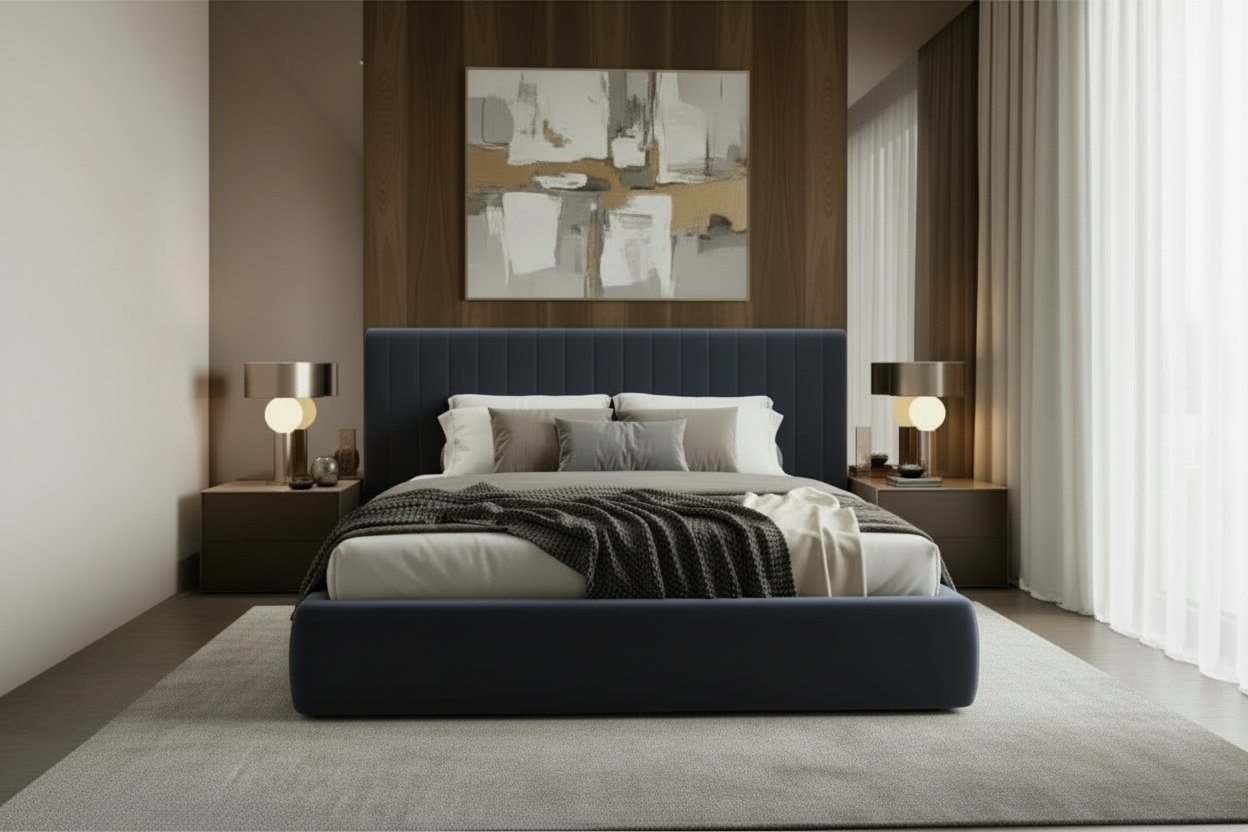 Navy blue bed