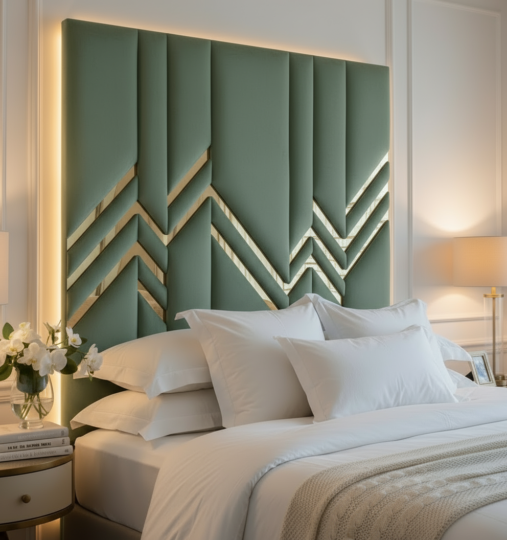 Sage Green Headboard Close-Up Lifestyle