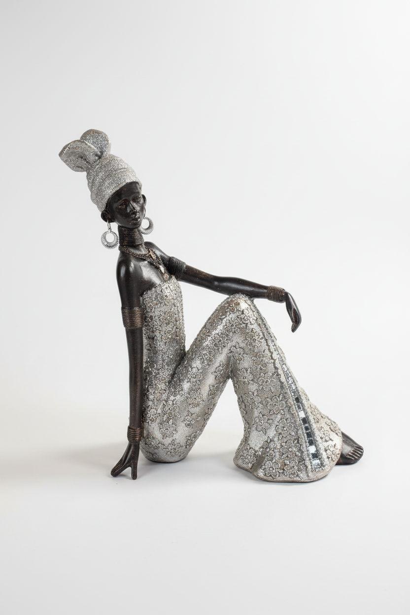 Seated African Woman Figurine Studio