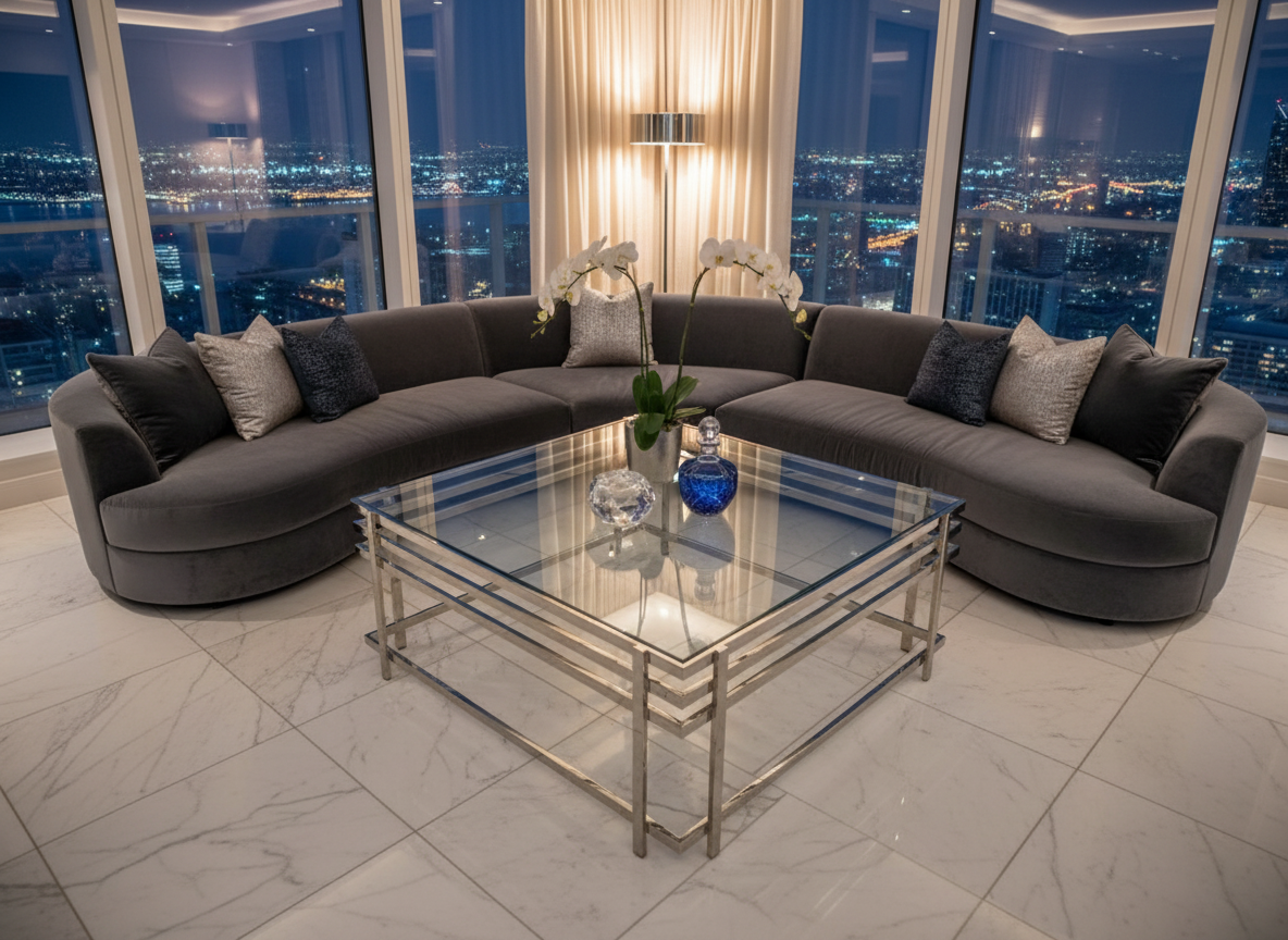 Silver Frame Coffee Table - High Angle