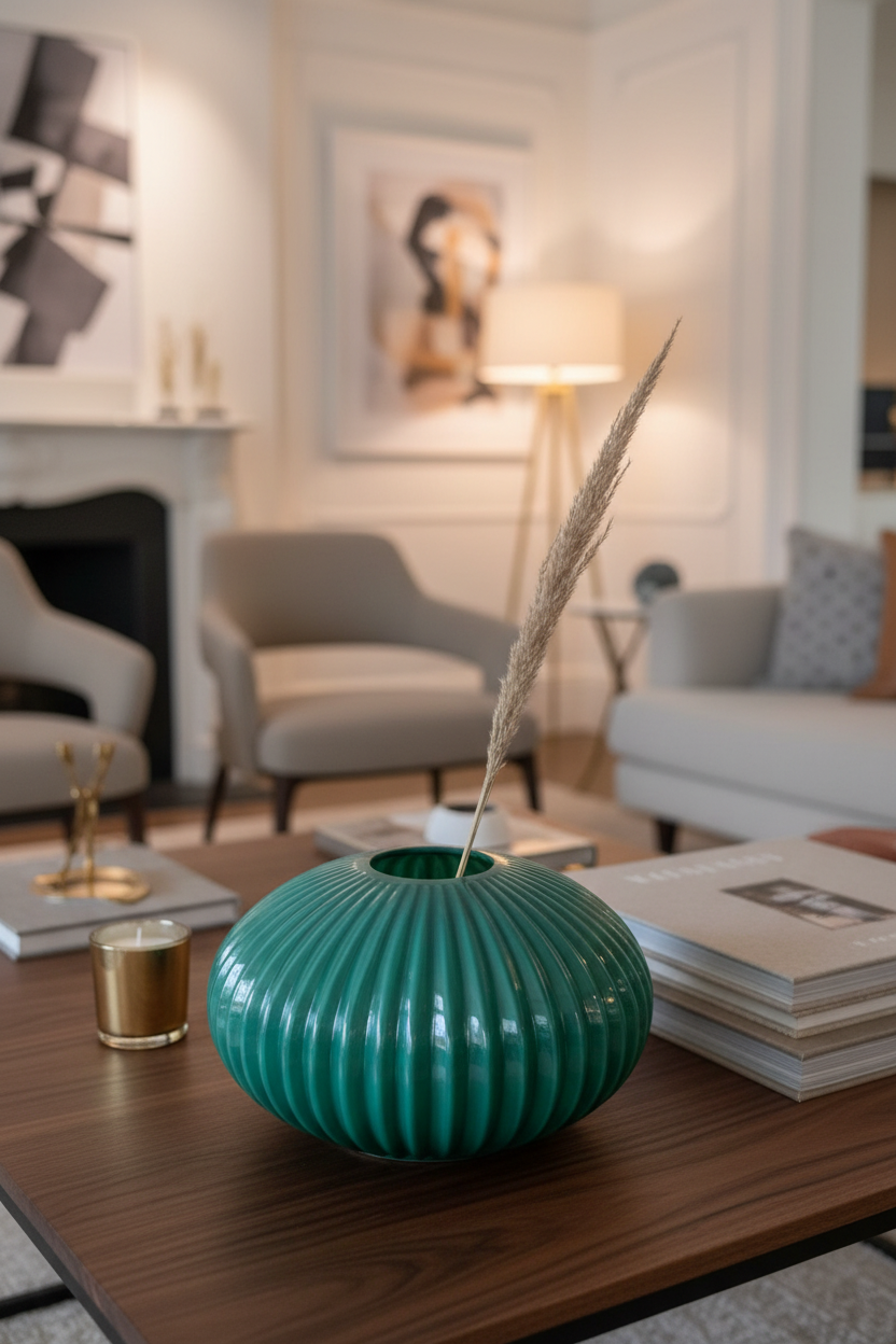 Teal Disc Vase Lifestyle