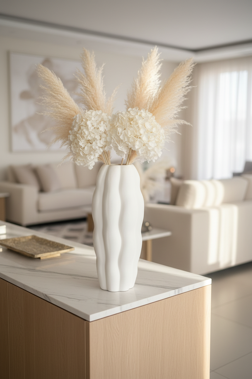 White Wavy Vase – Lifestyle