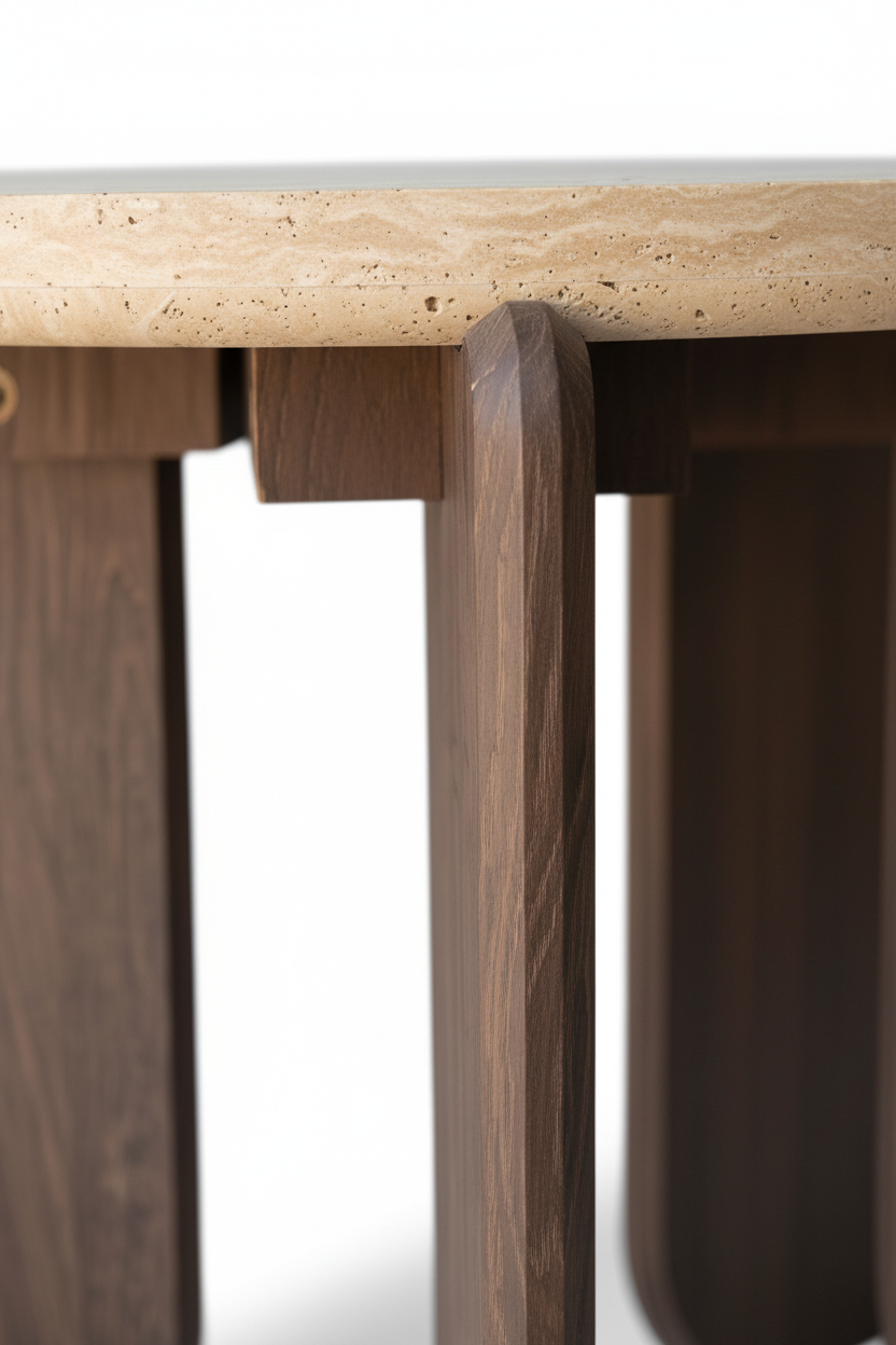 Wooden leg detail close-up