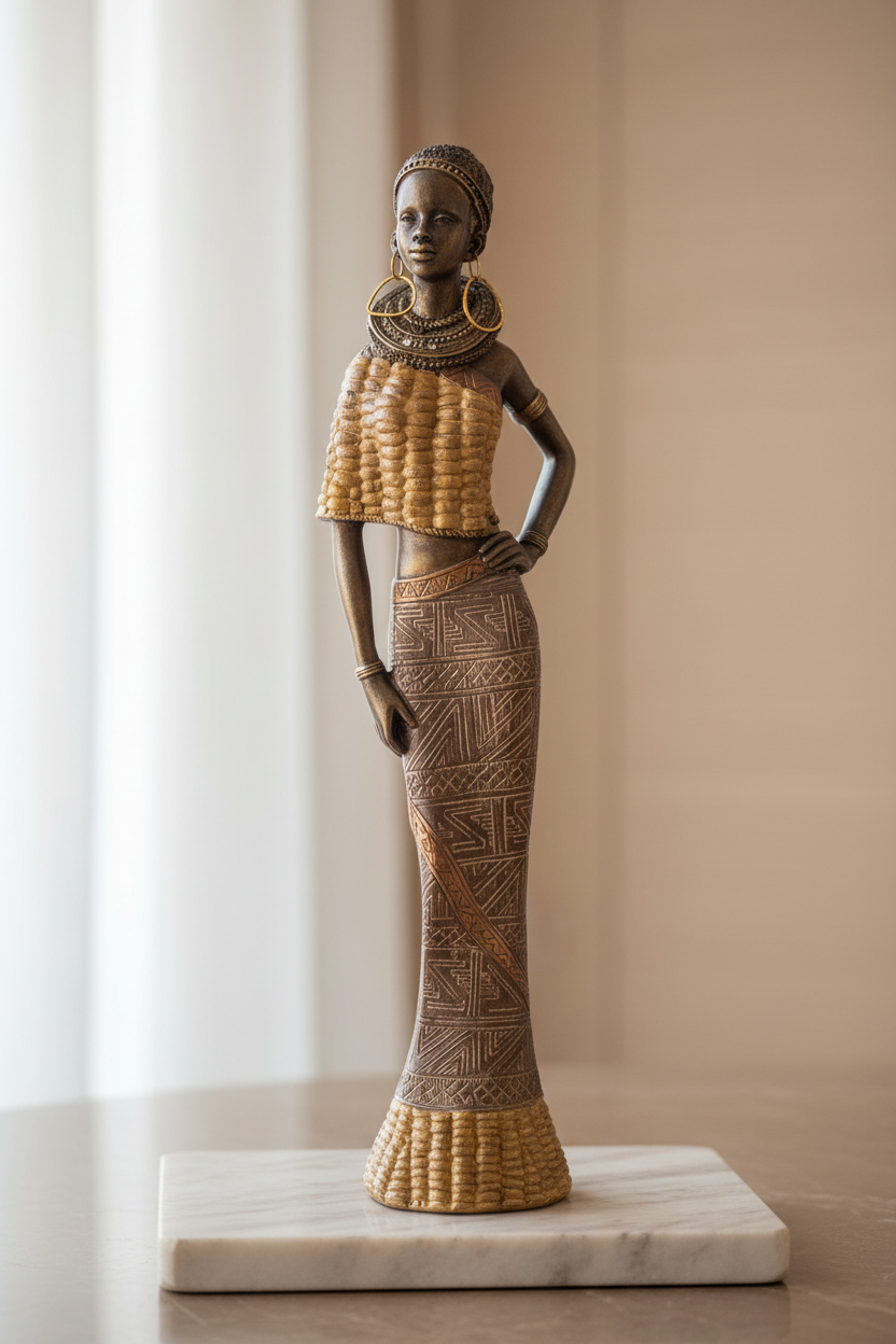 African Standing Lady Figurine Studio Lifestyle
