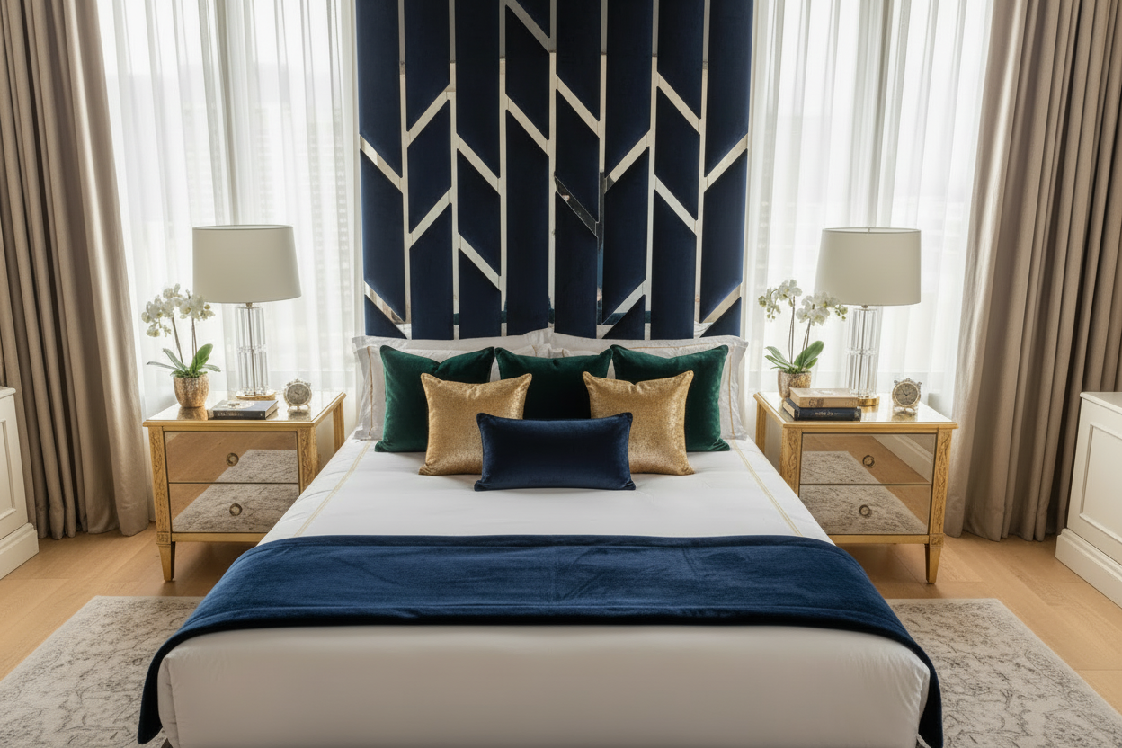 Angelo Headboard - Navy Blue