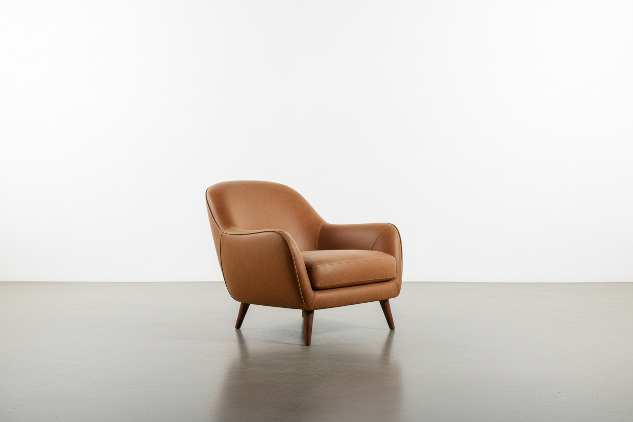 Angled Studio Shot - Brown Leather Single Seater