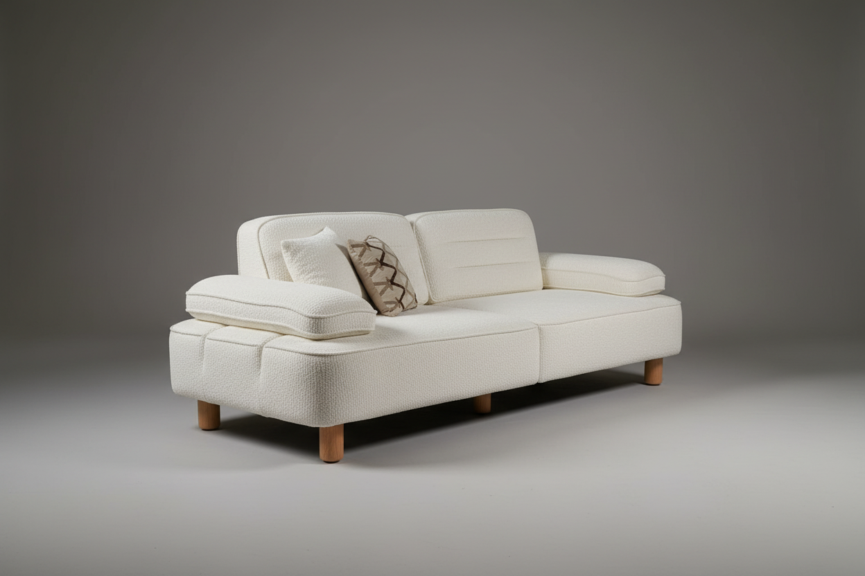 Angled Studio Shot - Cream Textured 2-Seater