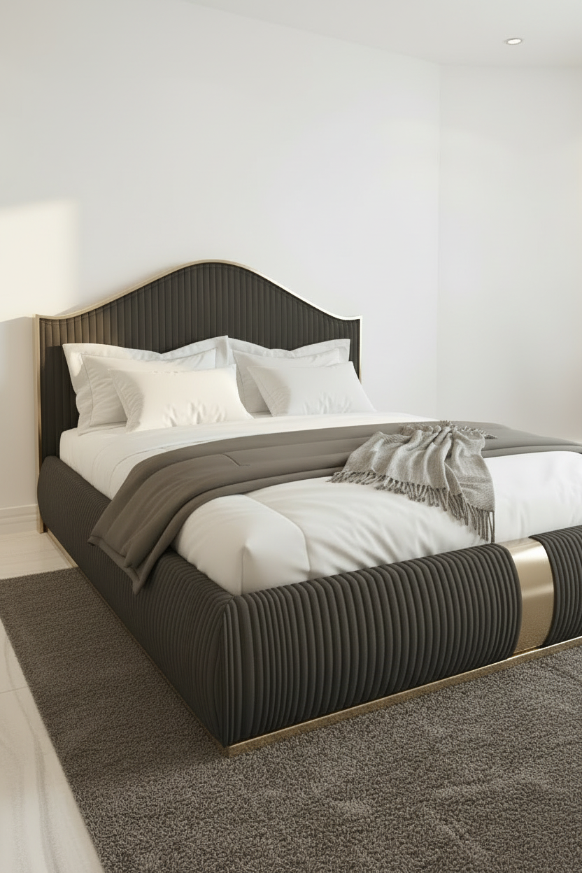 Antalya Bed Charcoal Grey - Low Angle