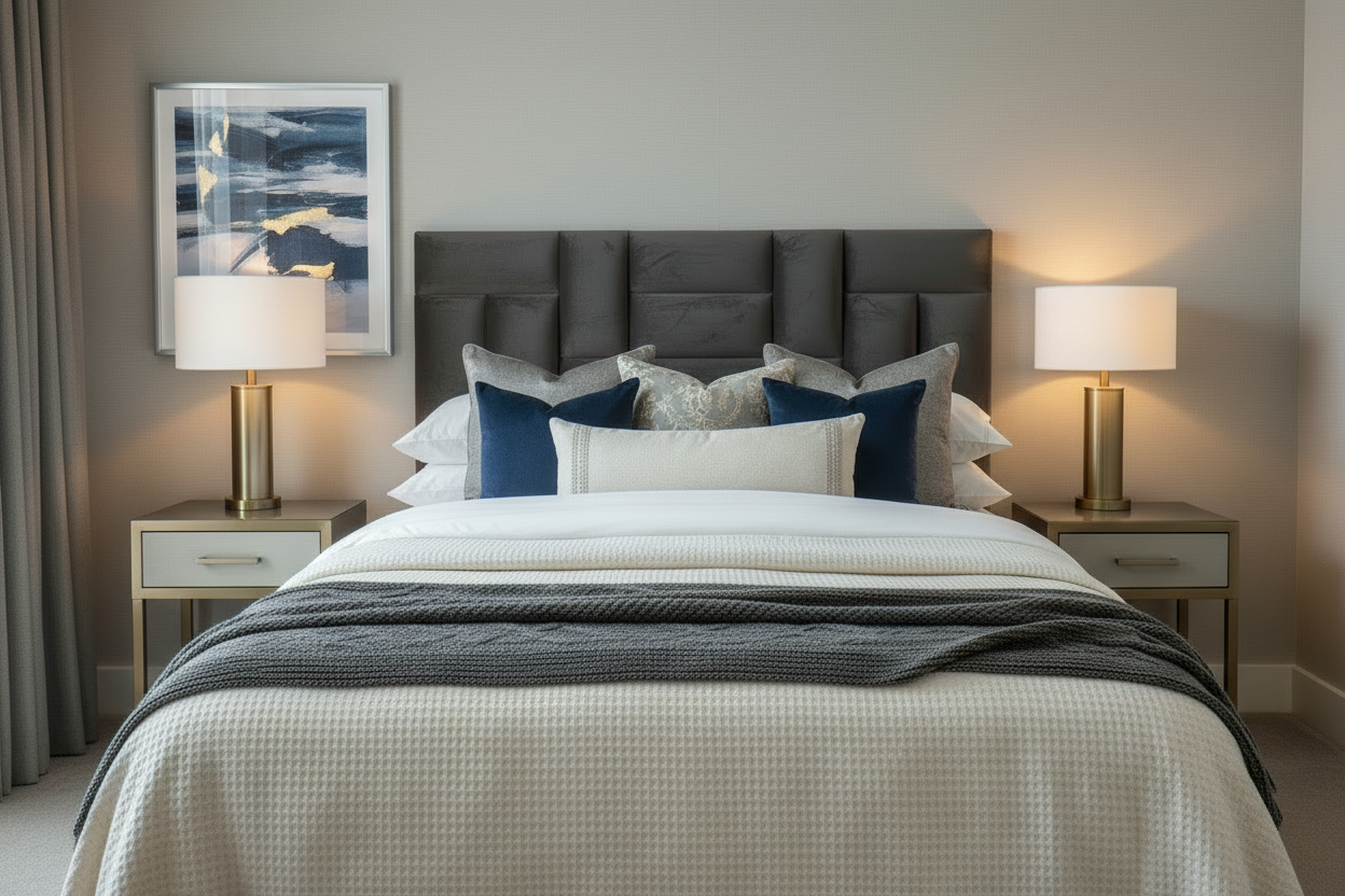 Arcadia Headboard - Charcoal Grey Front View