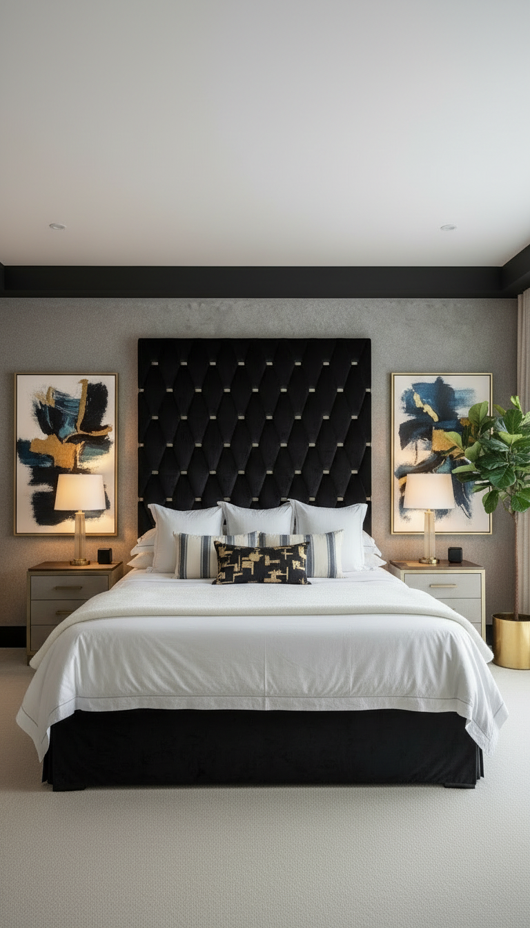 Black headboard bedroom