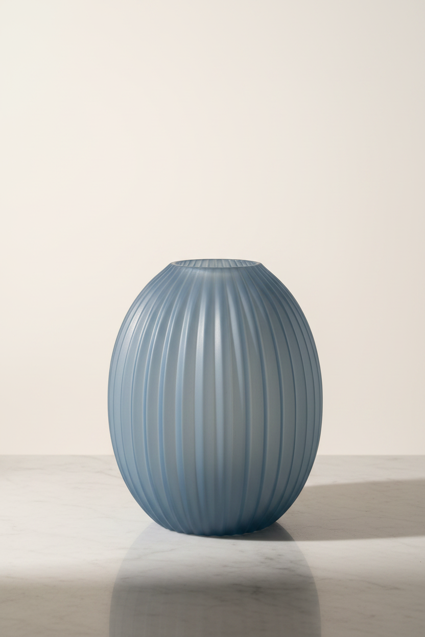 Blue Ribbed Vase Studio