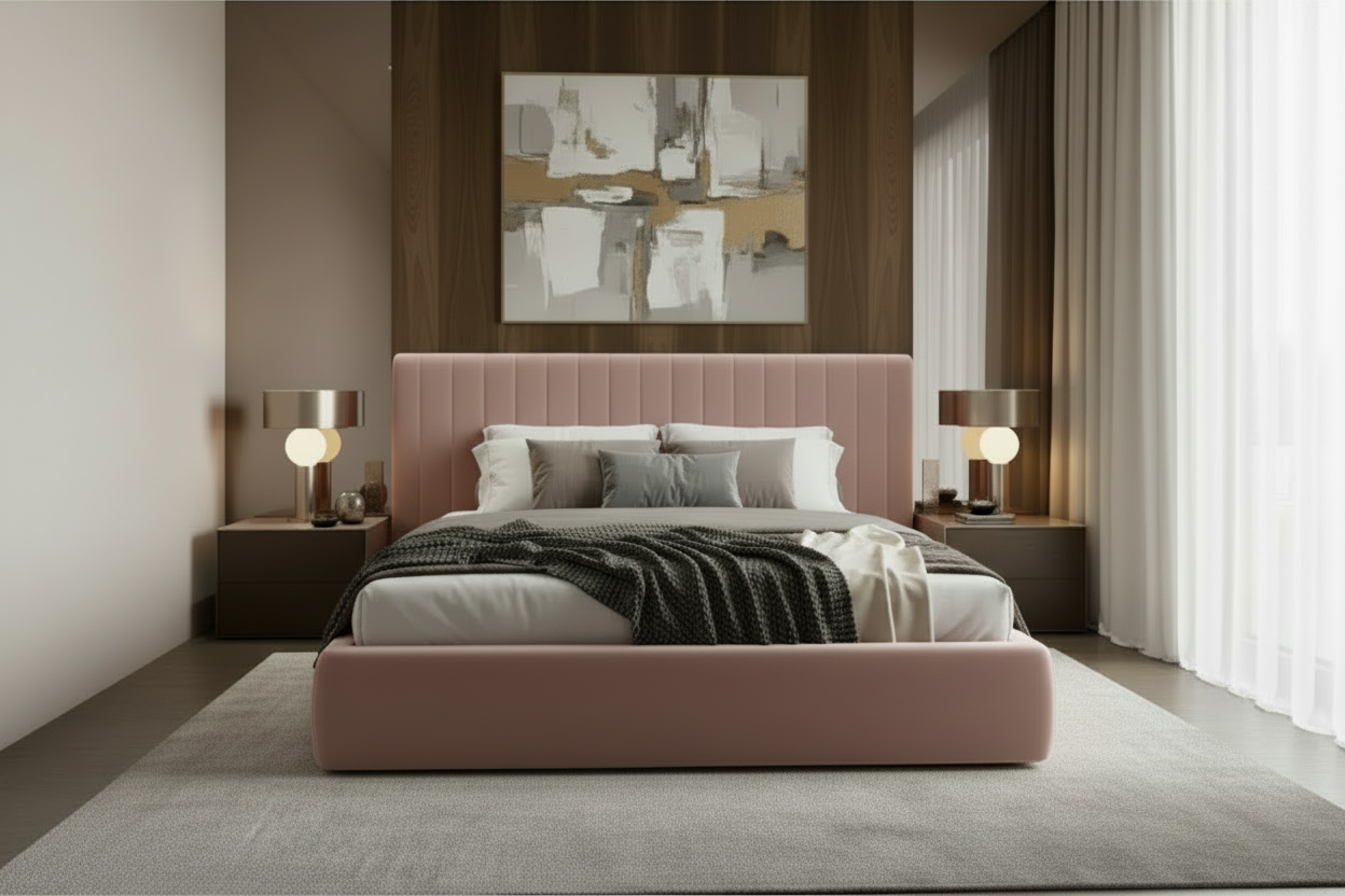 Blush pink bed