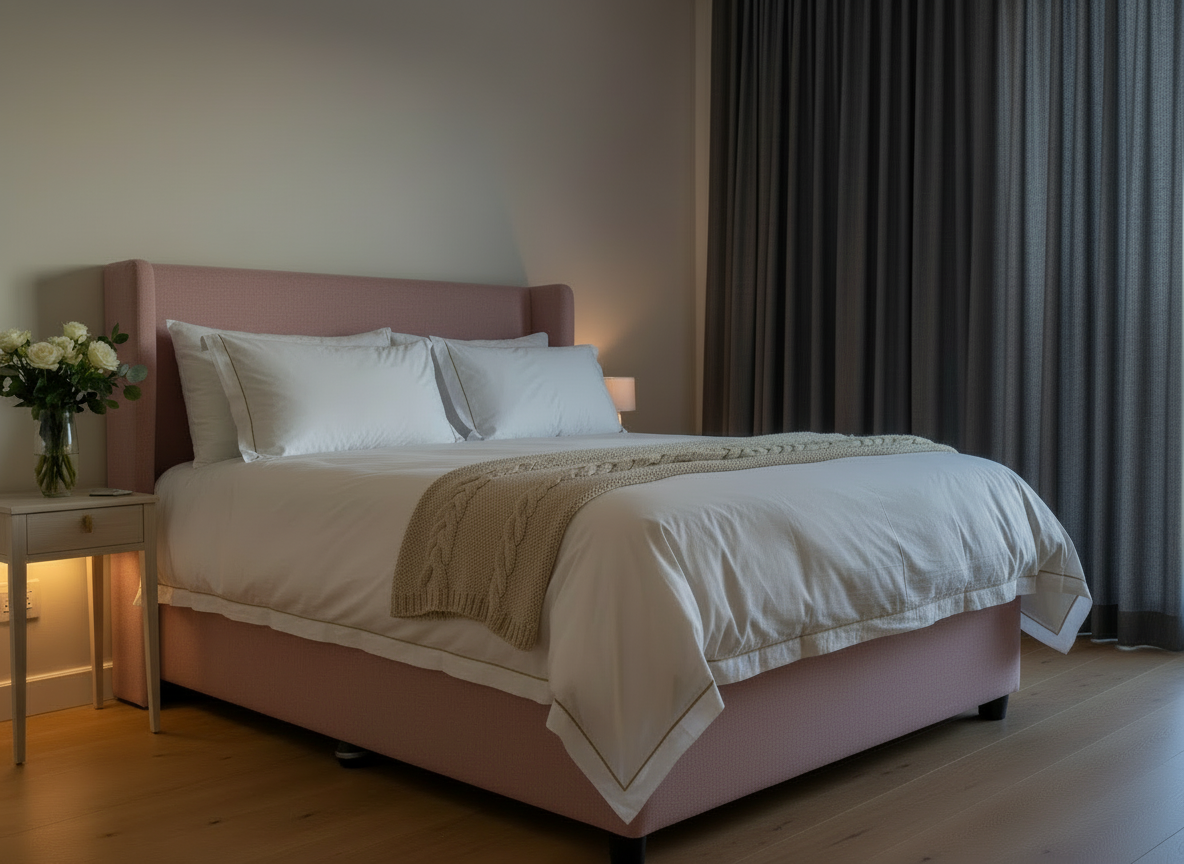 Blush pink bedroom lifestyle image