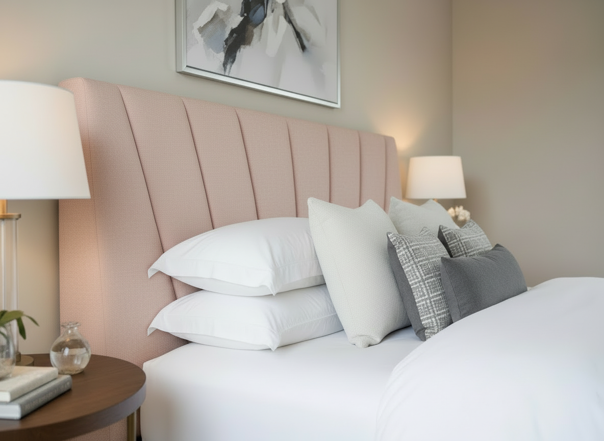Blush pink headboard lifestyle image