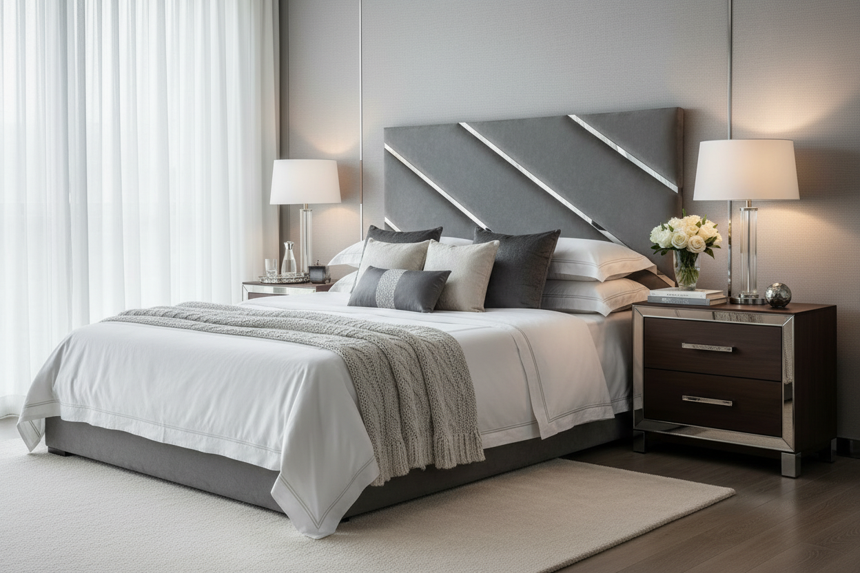 Carnival Headboard Lifestyle - Charcoal Grey