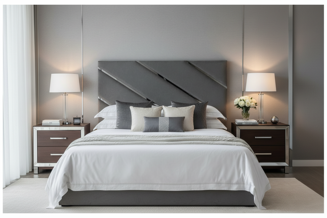 Carnival Mirrored Headboard - Straight Angle