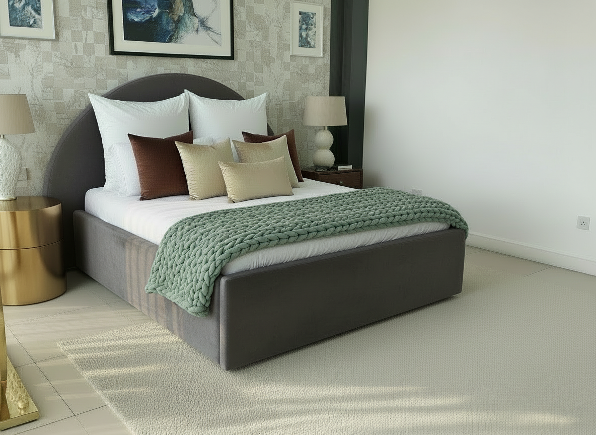 Charcoal Grey Moon Bed