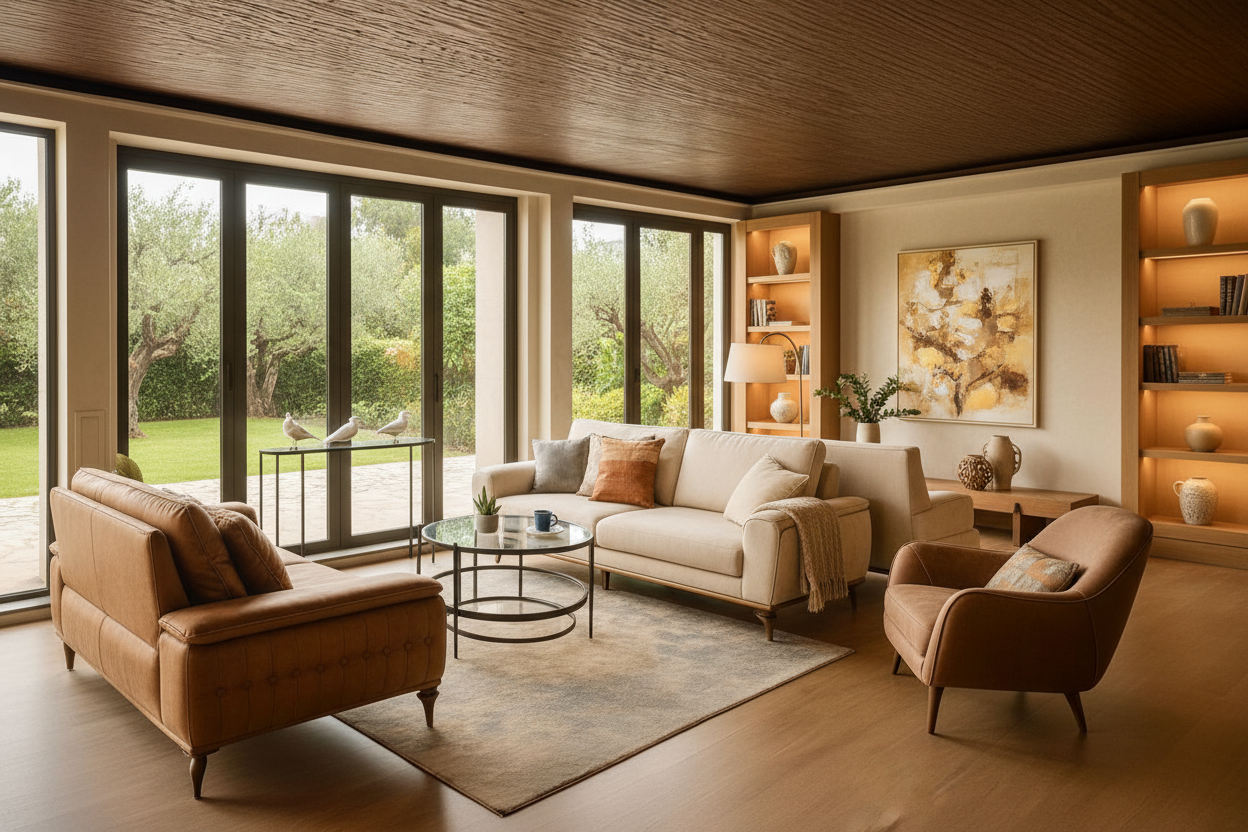 Classic Lifestyle Image - Leather Sofa Set
