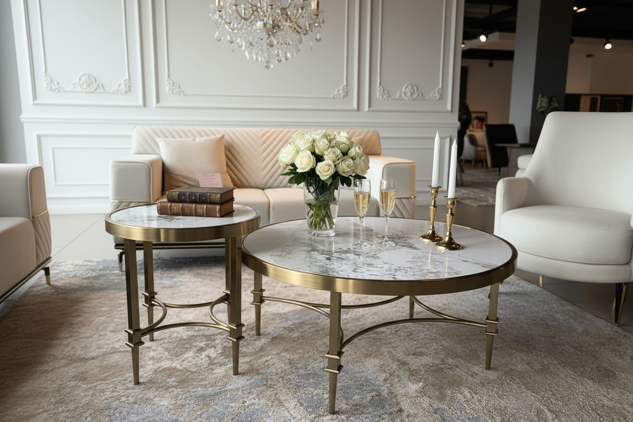 Classic scene focused on coffee tables