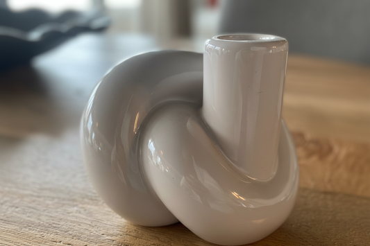 Close-up lifestyle image of ceramic candle holder