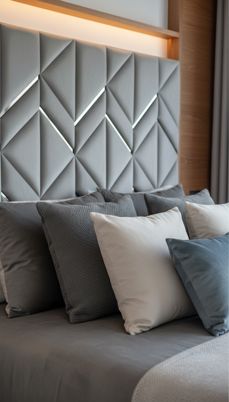 Close-up of chevron headboard