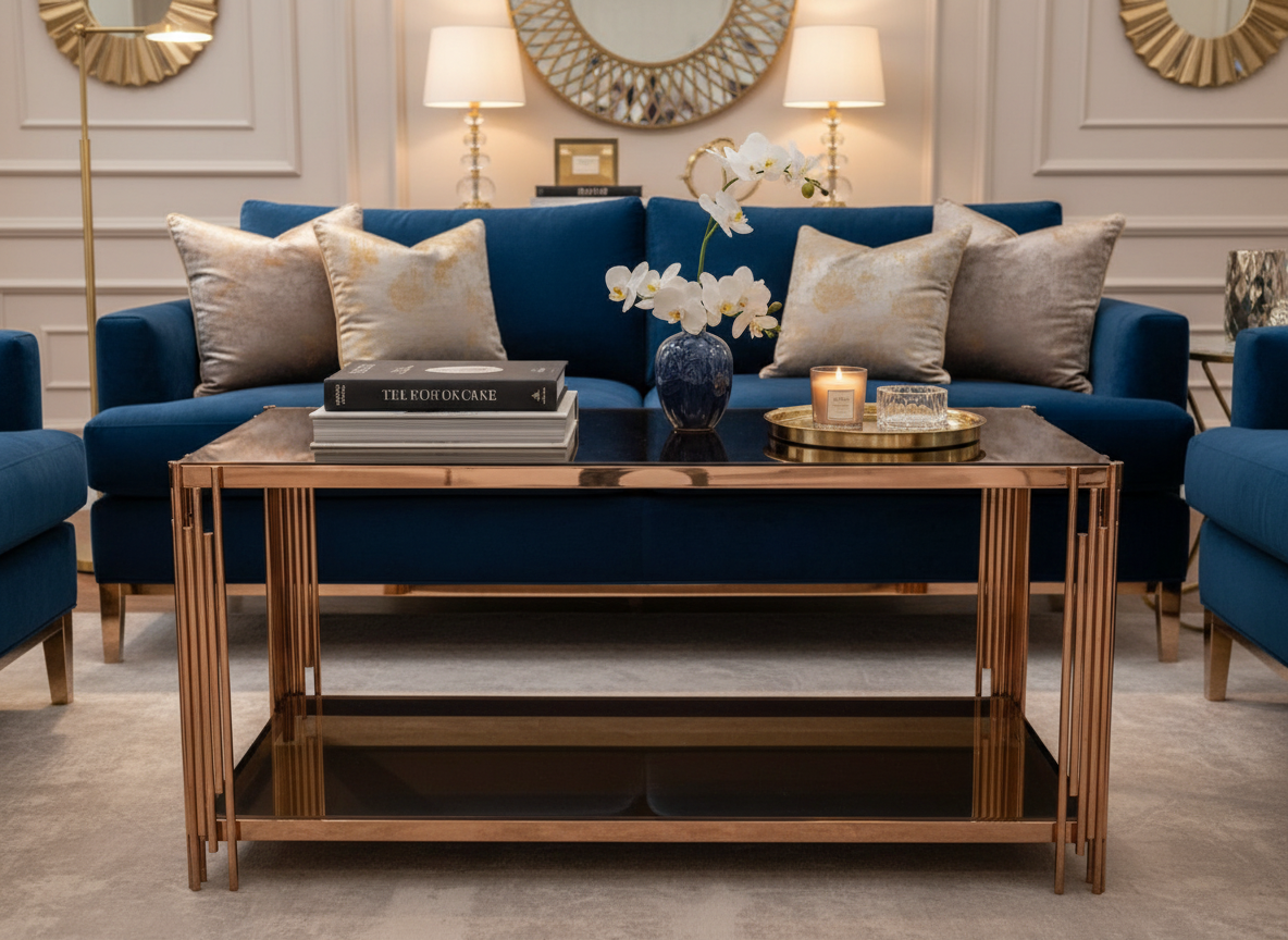 Coffee table 6 - rose gold side view