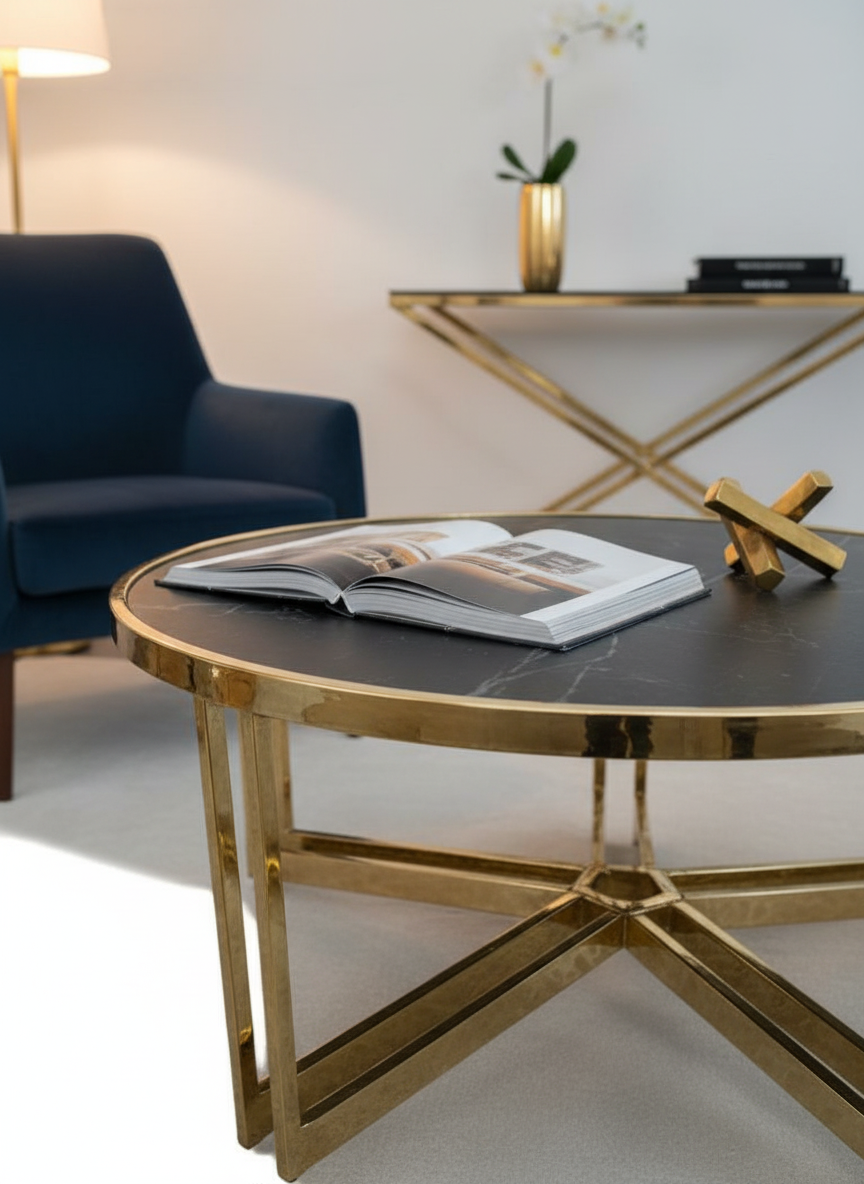 Coffee Table 9 side angle with gold details