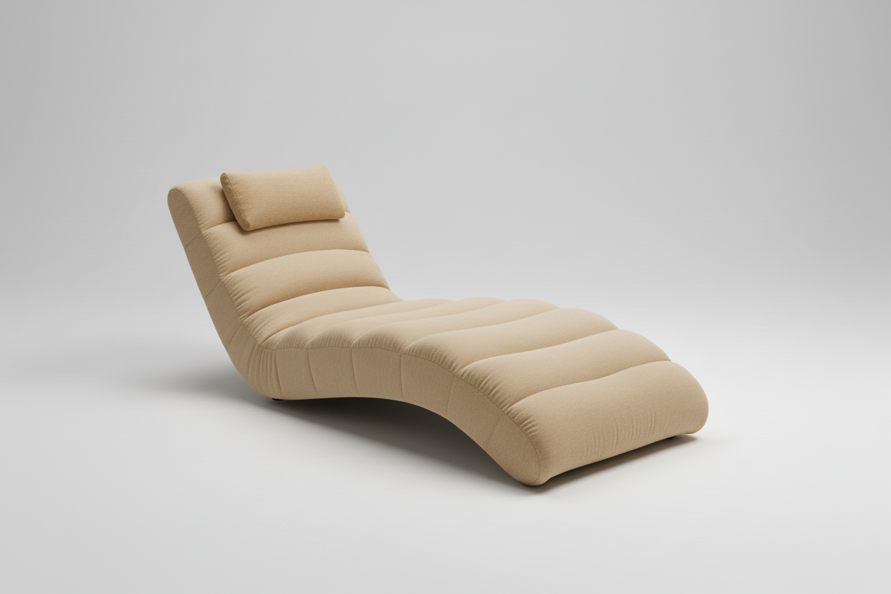 Cream-Beige Chaise with Matching Pillow