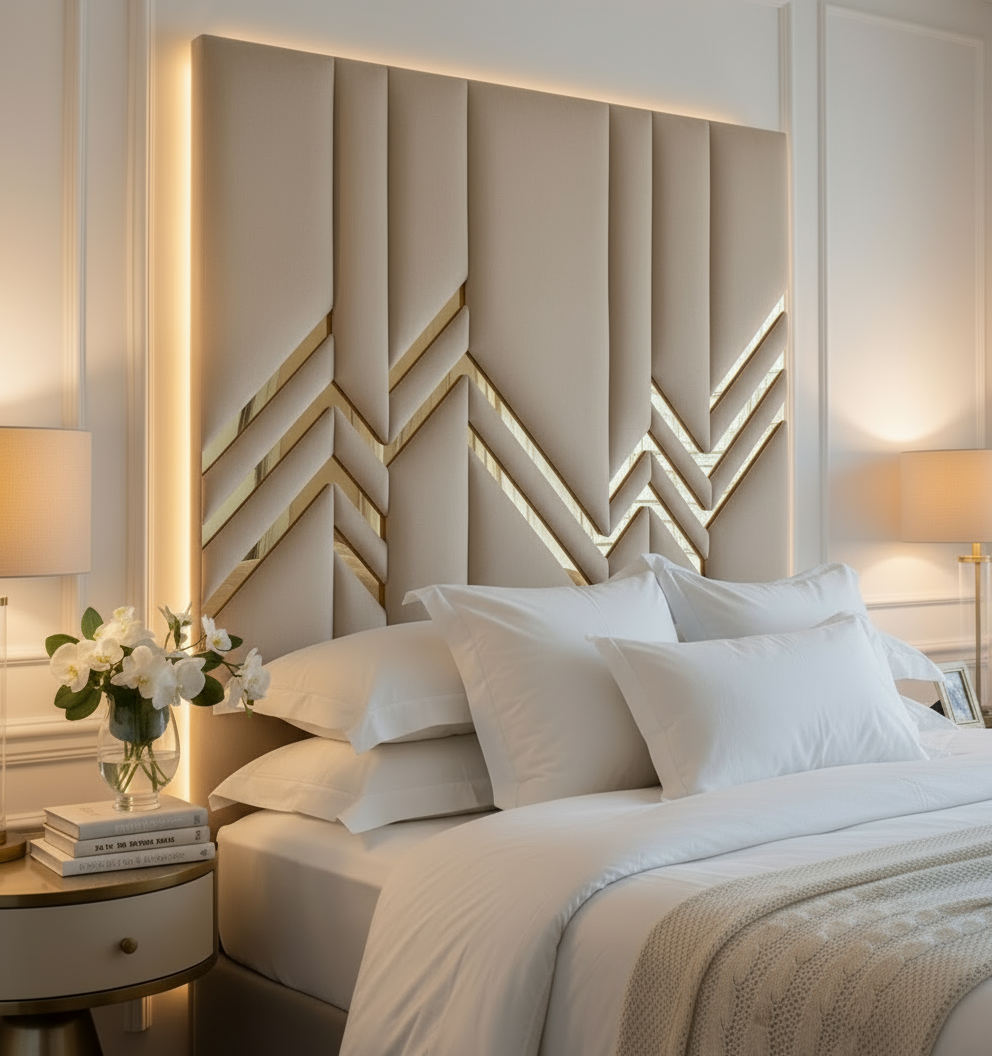 Cream Beige Headboard Close-Up Lifestyle