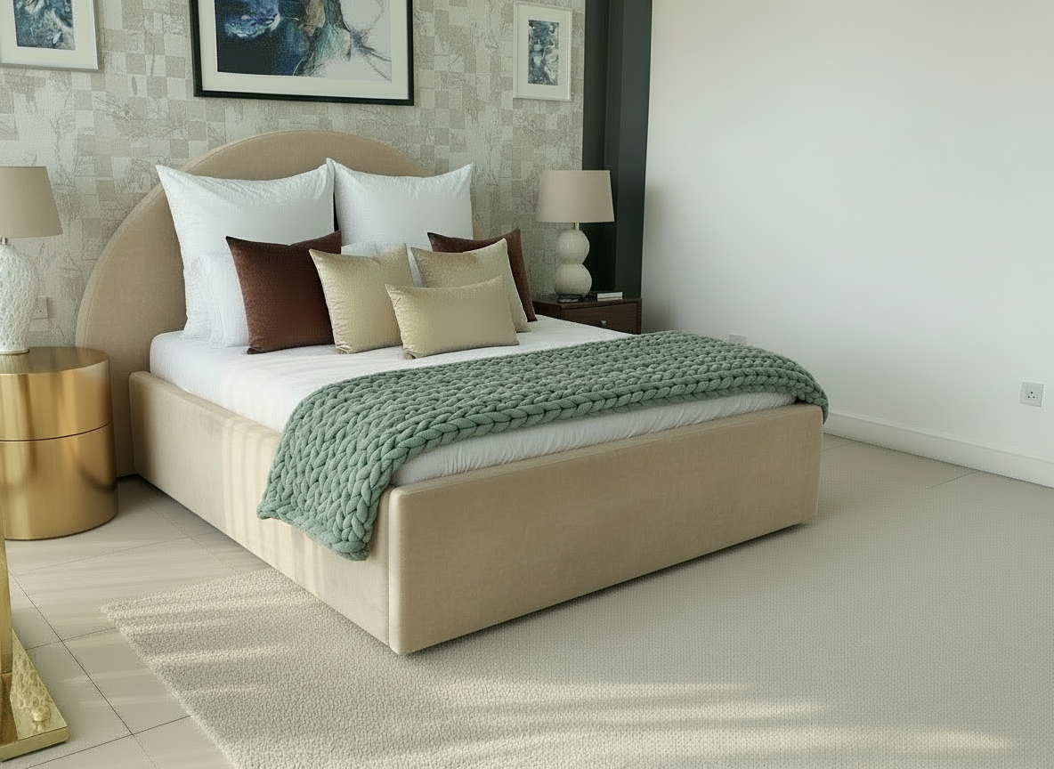 Cream Beige Moon Bed