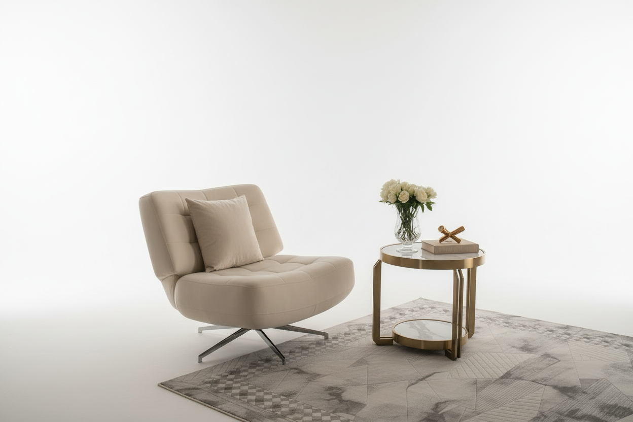 Curved single-seater studio angle