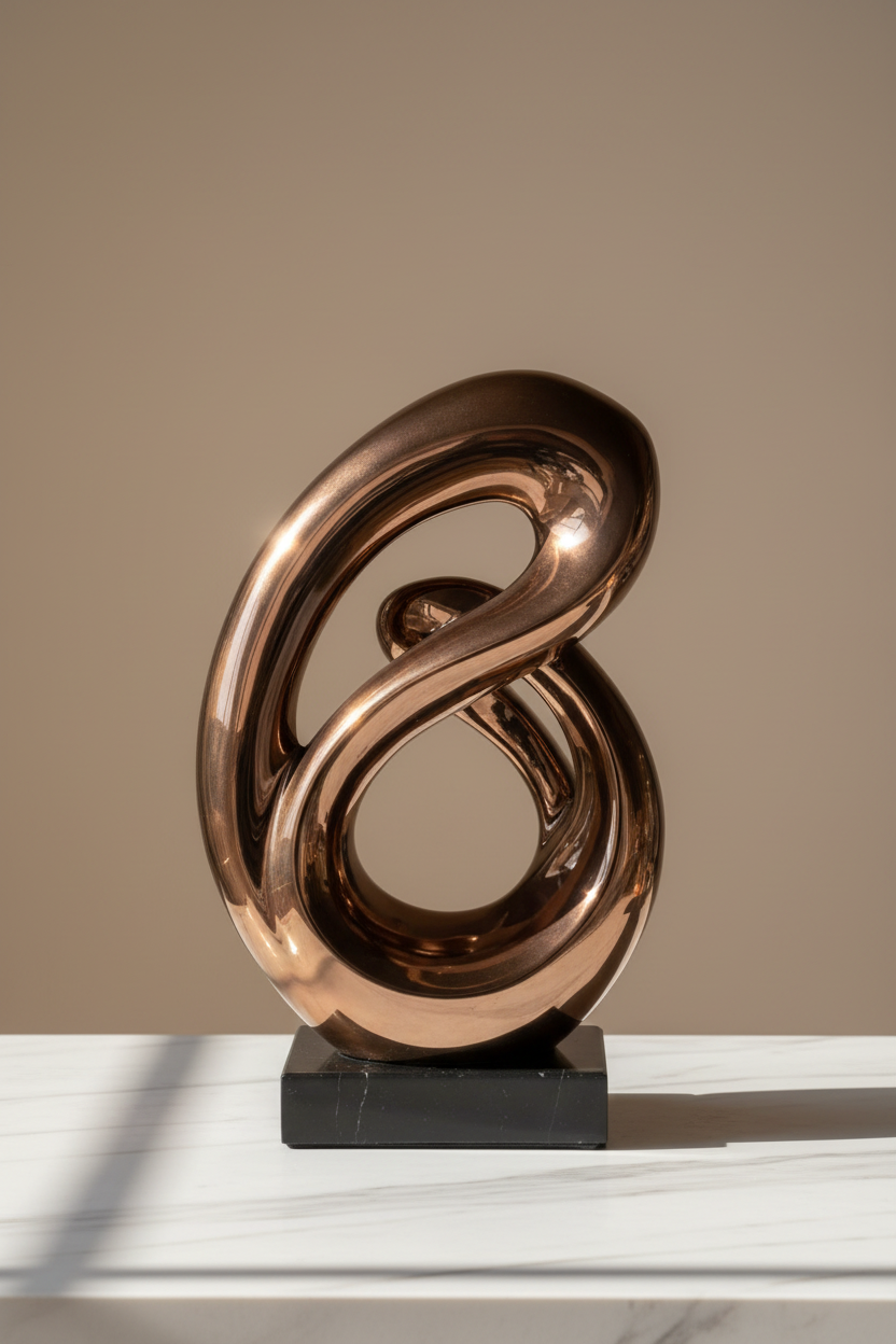 Dark Bronze Swirl Sculpture — Studio Lifestyle