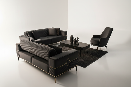 Dark Grey Sofa Set White Room