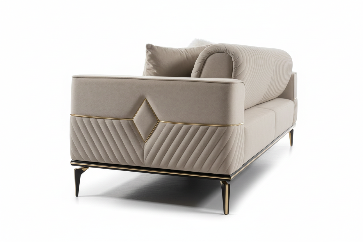 Detailed side angle of 3-seater sofa