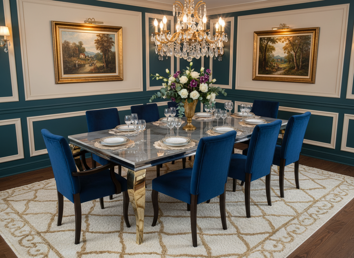 Dining Table 4 - Classy with Gold Legs