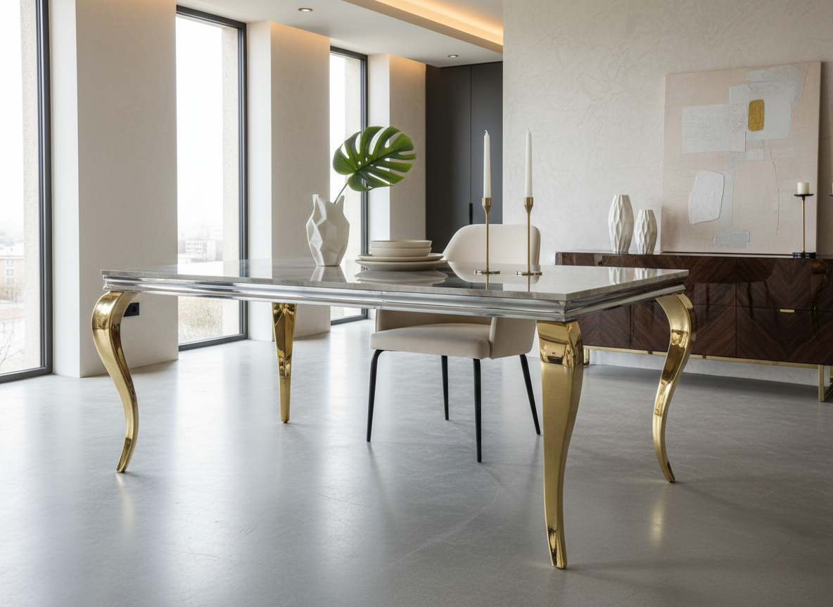 Dining Table 4 - Gold Legs Featured