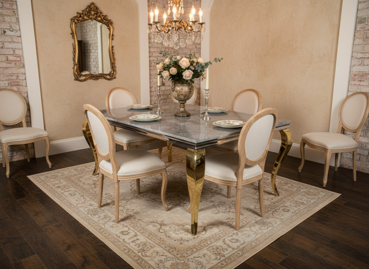 Dining Table 4 - Vintage with Gold Legs