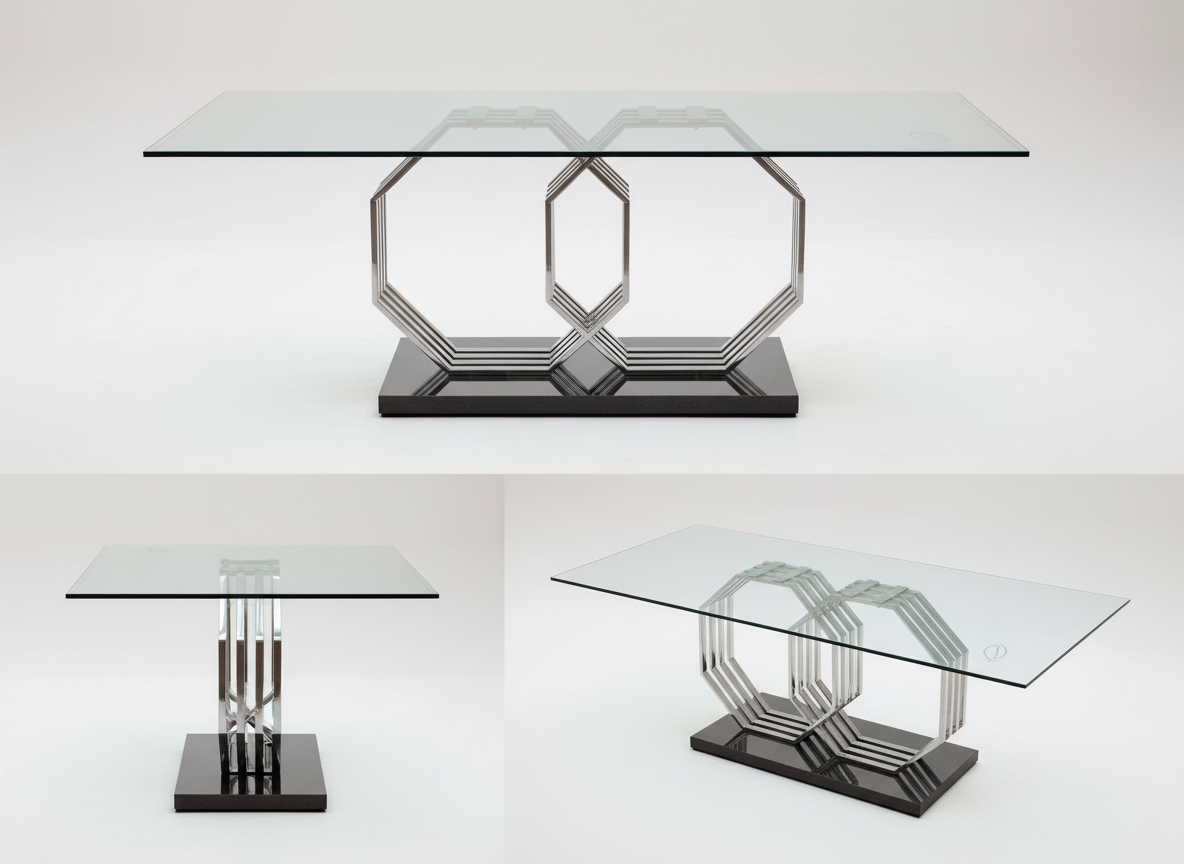 Dining Table 6 - Three Angle Views