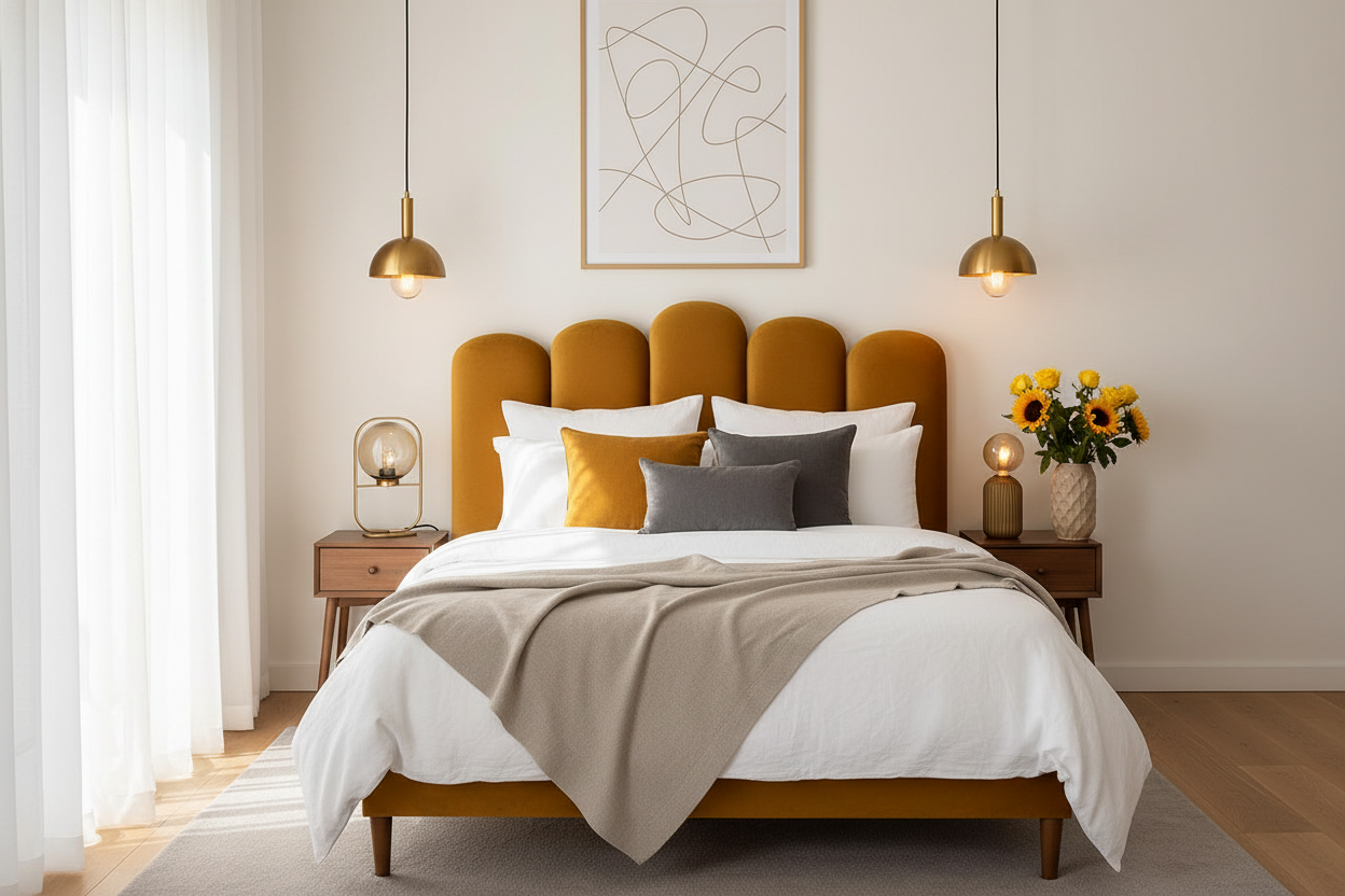 Elizabeth Headboard - Mustard Yellow