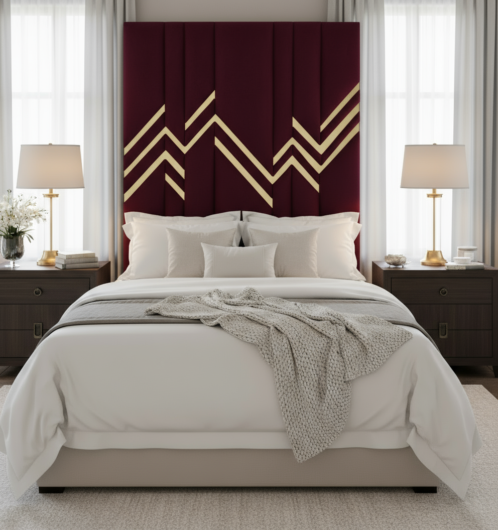 Enhanced Maroon Headboard Half Bed