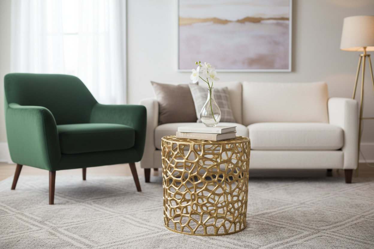 Full Lifestyle Image - Gold Lattice Side Table